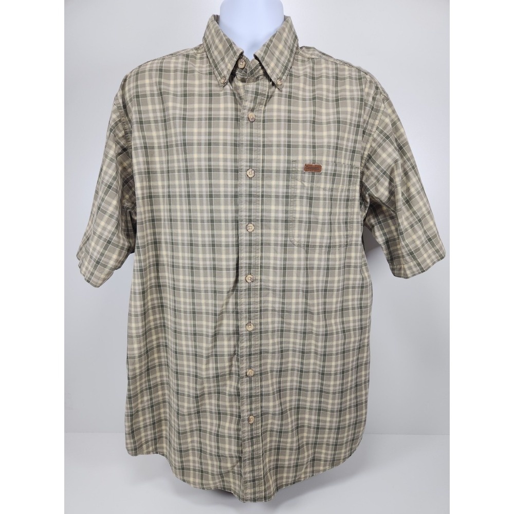Carhartt Button‎ Down Plaid Shirt Large Tall Sage Green Pocket Workwear